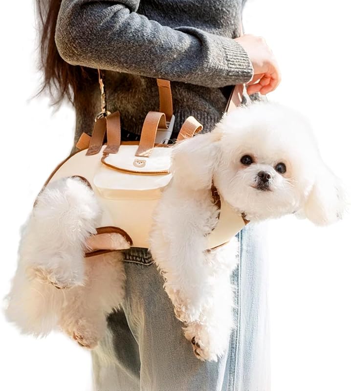 Snuggle Sling Dog Carrier, arnés ajustable de elevación de cuerpo completo para perros pequeños y gatos, mochila portátil transpirable para mascotas con hombro manos libres y bolsa de golosinas (pequeña)