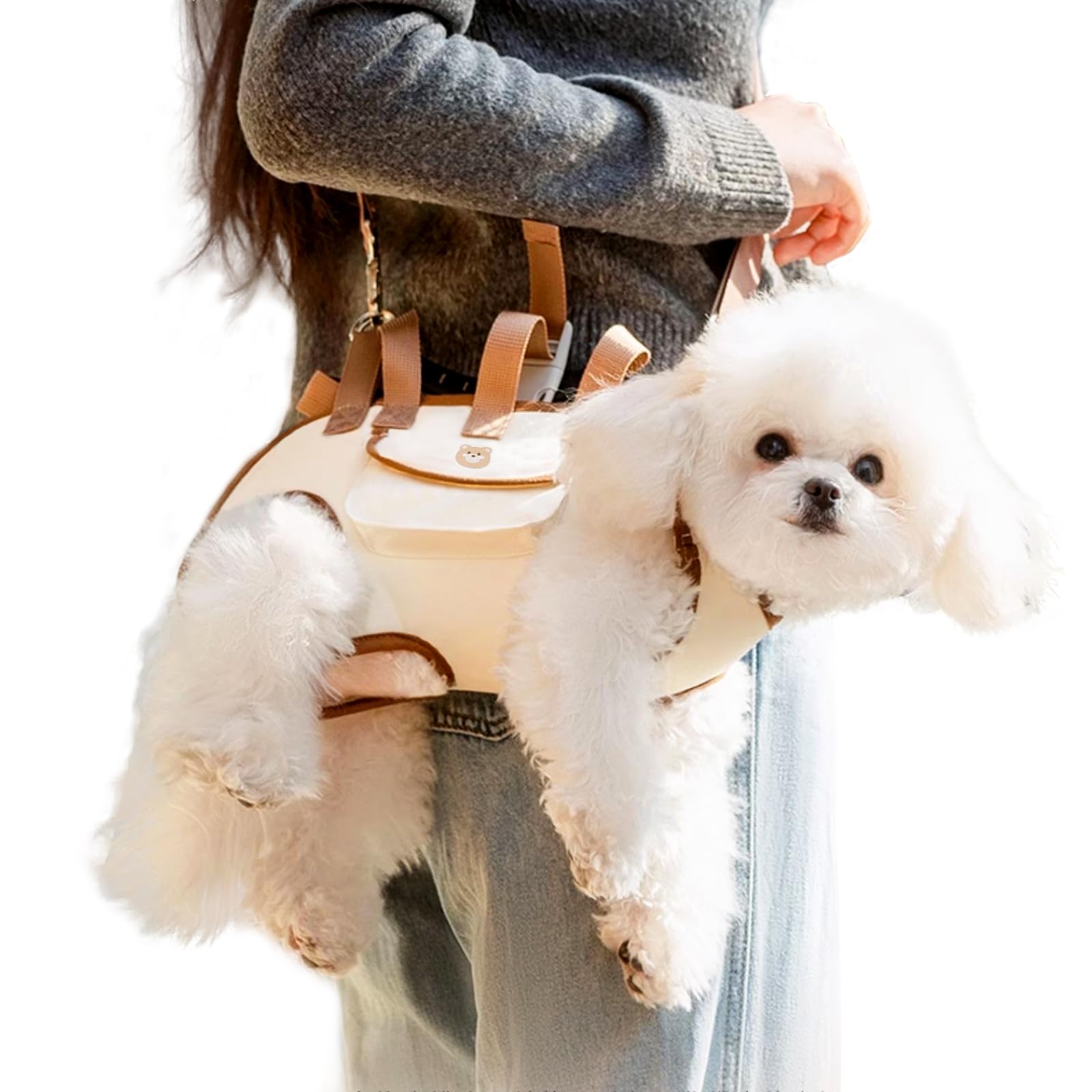 Snuggle Sling Dog Carrier, Adjustable Full Body Lift Harness for Small Dogs and Cats, Portable Breathable Pet Carrier Backpack with Hands-Free