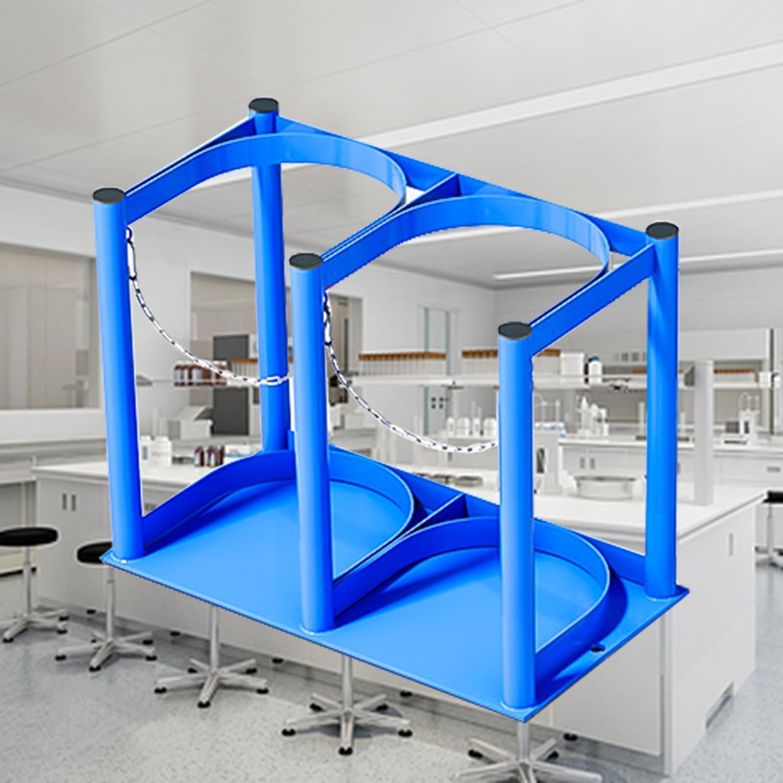 Oxygen Cylinder Rack Standing Oxygen Tank Rack for 1-6 Cylinder, Small Oxygen Cylinder Storage Stand, Blue Medical Oxygen Tank Holder for Storage & Transportati(L 39cm(15 3/8)