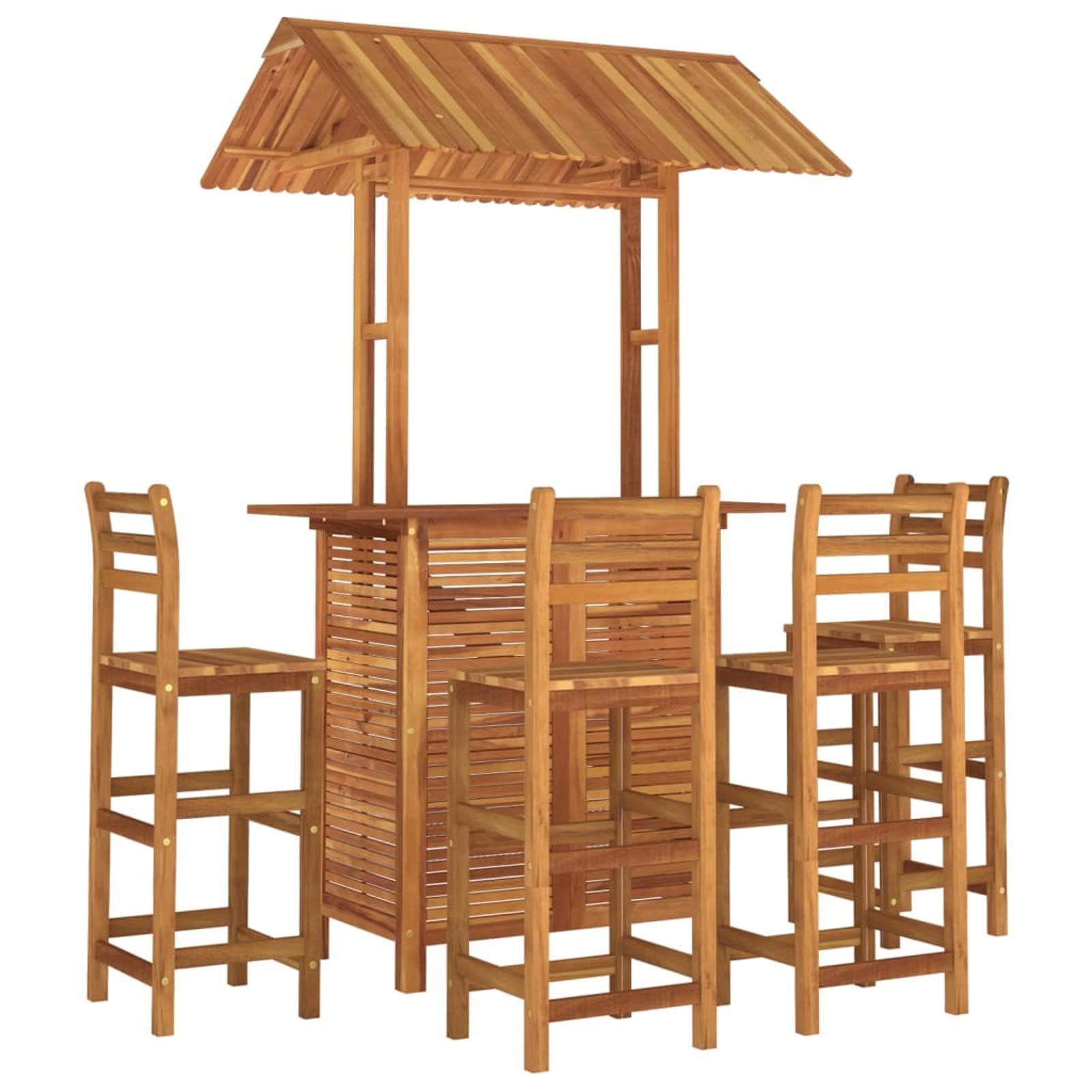 ZHOUMIN Ensemble de Bar de Jardin 5 pcs Bois d'acacia Solide z,Ensemble Bar Exterieur,Ensemble Table et Chaise de Bar,Salon de Jardin Exterieur