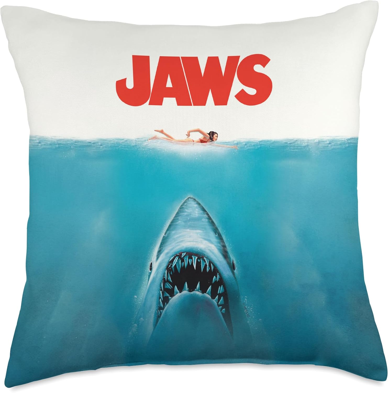 Jaws 50th Anniversary Poster Classic Front & Back Throw Pillow
