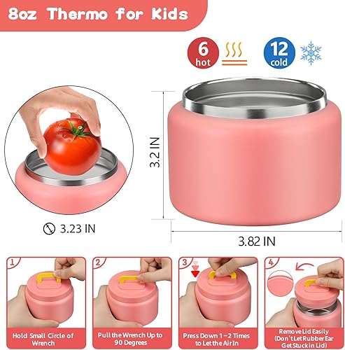 Miniatura 4 de MAISON HUIS Lonchera Bento para niños con termo de sopa de 8 onzas, recipientes de almuerzo a prueba de fugas con 5 compartimentos, tarro térmico