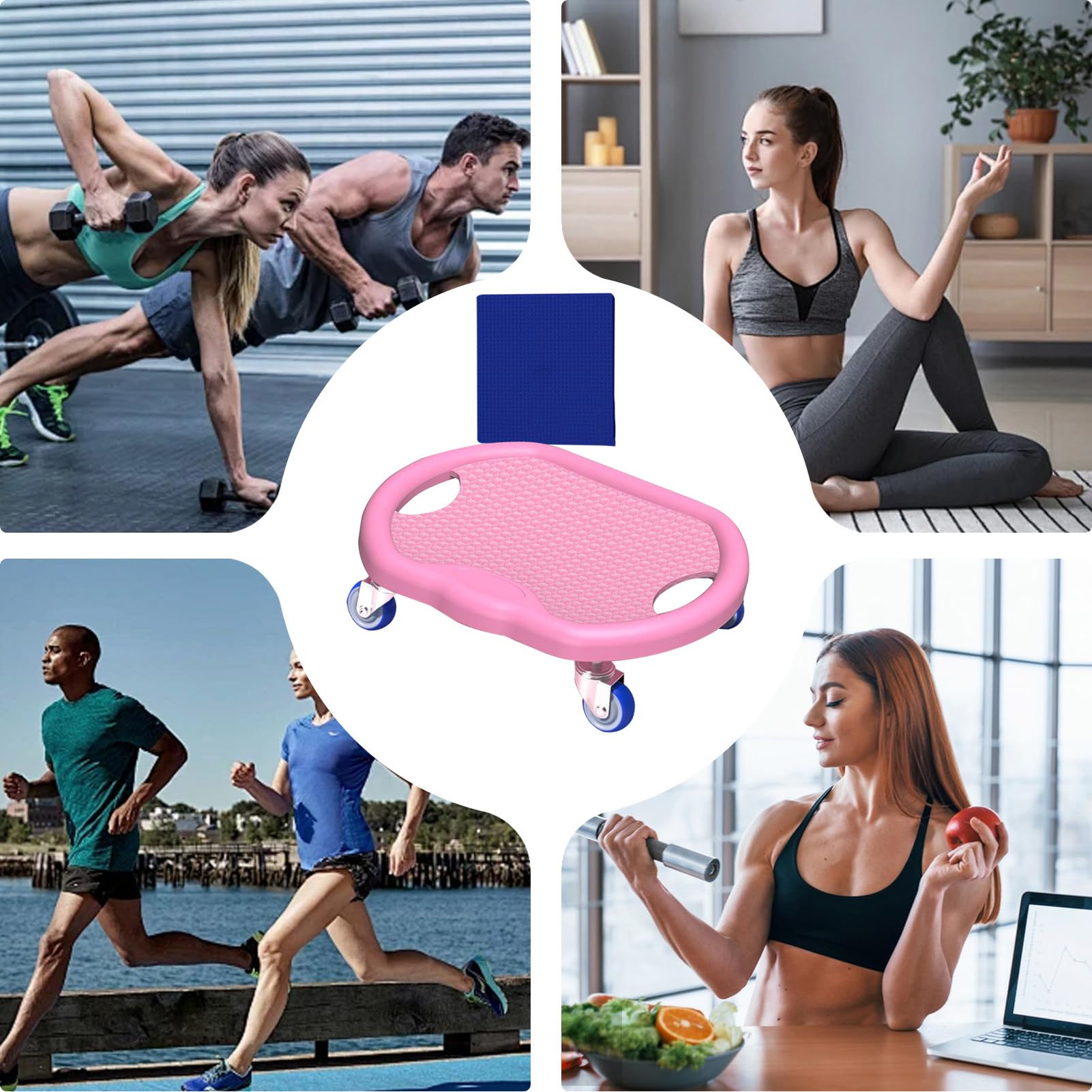 Ab Roller - trening brzucha w domu, cicha deska z matą, mocny PCW + stal nierdzewna, spalanie tkanki tłuszczowej na całe ciało, kontrola masy brzucha, siłownia lub do użytku domowego, 30 x 30 x 8 cm