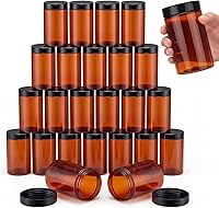 Vista 28 de 24 frascos de plástico transparente vacíos con tapas, recipientes de almacenamiento redondos de boca ancha para productos de belleza, crema