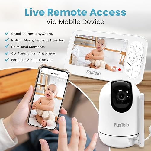 Miniatura 5 de Monitor inteligente WiFi para bebés con cámara y audio 1080P FHD, pantalla de 5 pulgadas, detección de movimiento, conversación bidireccional,