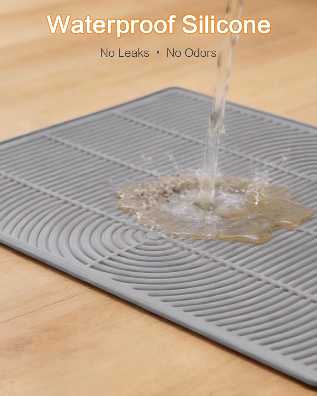 Silicone Cat Litter Mat Large, 40'' x 28'', Waterproof Trapping Mat for Litter Box, Easy Clean & Non-Slip