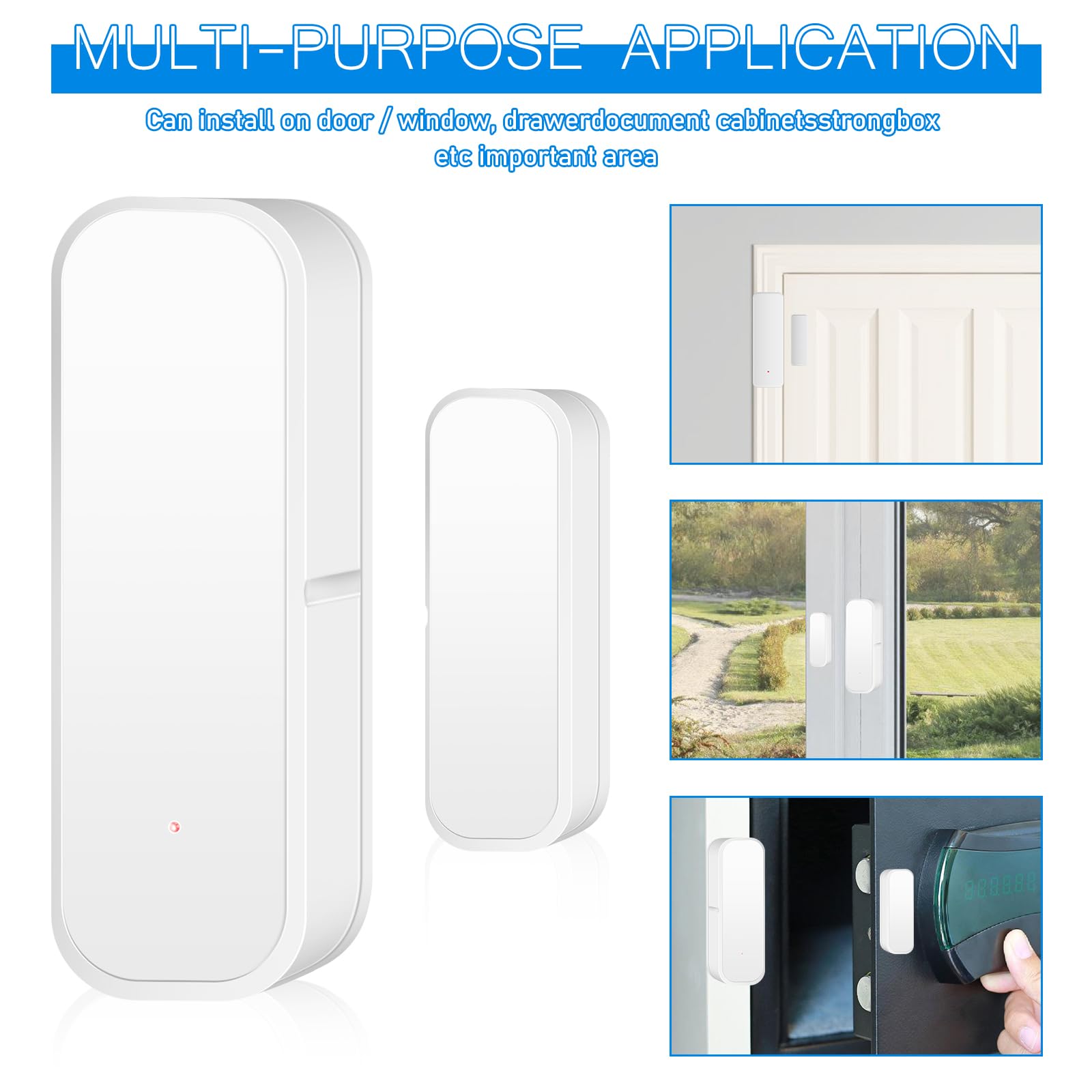Lot de 2 capteurs de porte WiFi Smart Tuya, détecteur intelligent d'ouverture et de fermeture, notification d'application sans fil pour maison, hangar, garage