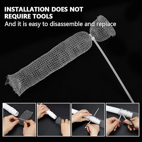 Miniatura 4 de 50 trampas de pelusa para lavadora, trampas de pelusa de acero inoxidable con 50 bridas para cables, malla duradera, filtro de manguera de lavado,