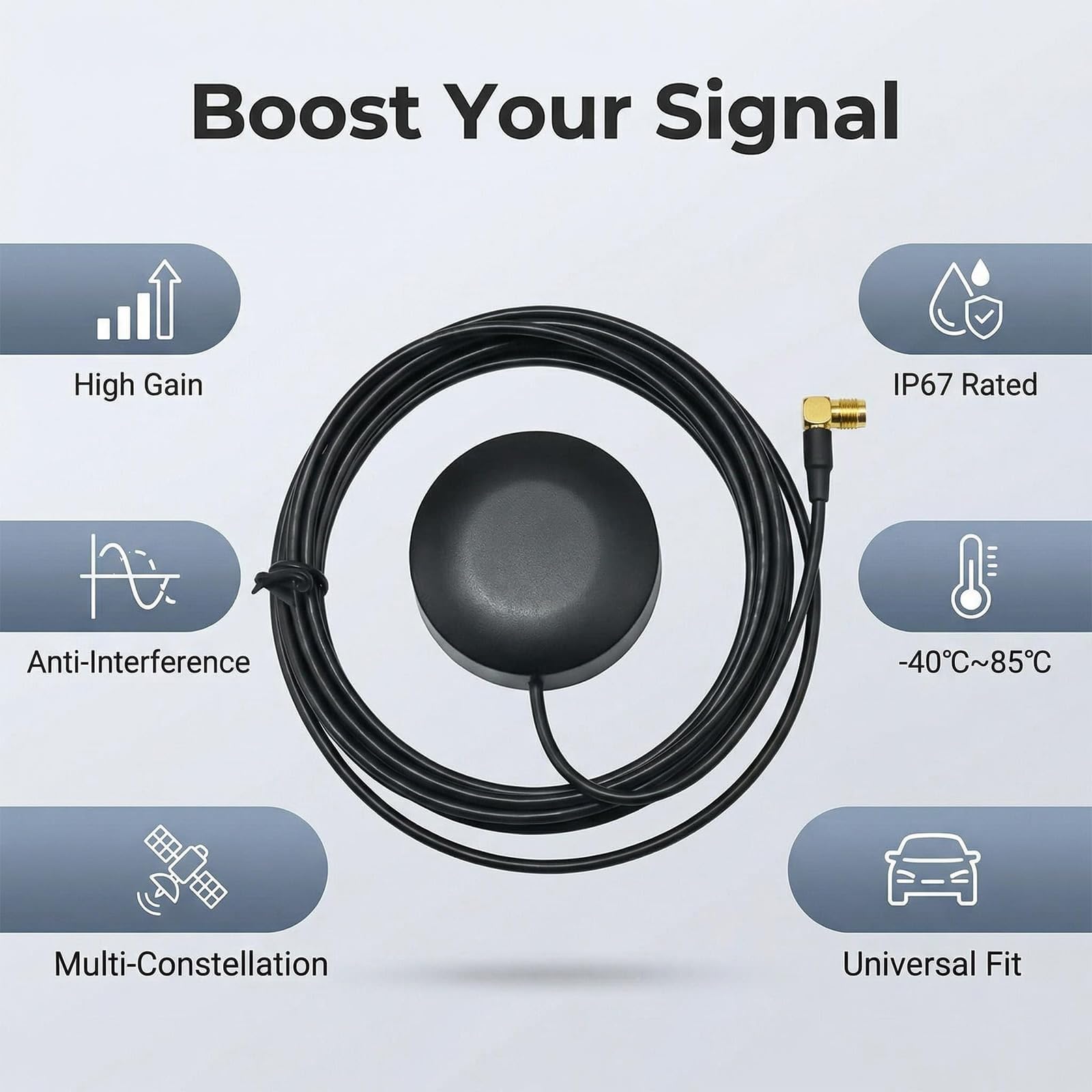 DAB+ antena samochodowa do cyfrowego radia samochodowego z przyłączem SMB, antena DAB z kablem 3 m, cyfrowa antena radiowa kompatybilna z Pioneer Kenwood JVC Alpine Pure