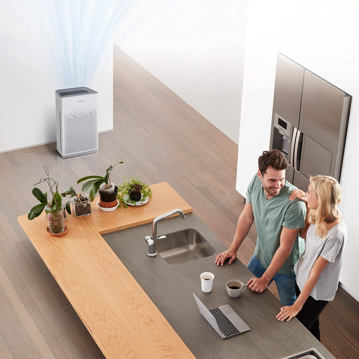 WINIX Purificateur d'Air ZERO-S HEPA & Charbon Actif, jusqu'à 100m², CADR 410m³/h, Élimine 99,999% Allergies Pollen PM2.5, Capteur Intelligent, Mode Auto, Silencieux, Blanc