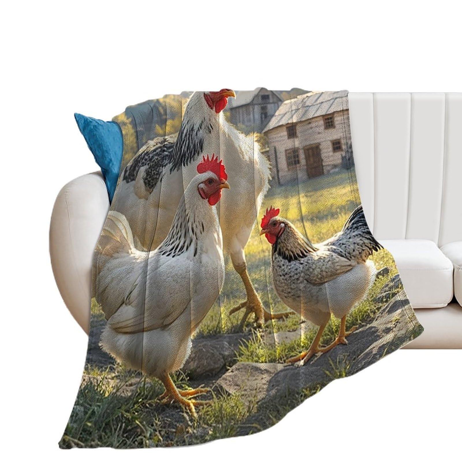Couverture poules en flanelle peluche de qualité supérieure, plaid chaud ultra moelleux d'automne