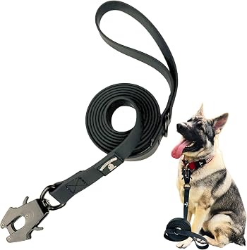 Heavy Duty Waterproof Dog Leash - Large Scissor Frog Quick Release Clasp, PVC Rubber Coated Nylon Training Lead for Large and X-Large Dogs, Odor Free, Durable, Easy to Clean, Nonslip Grip, Secure Hold
