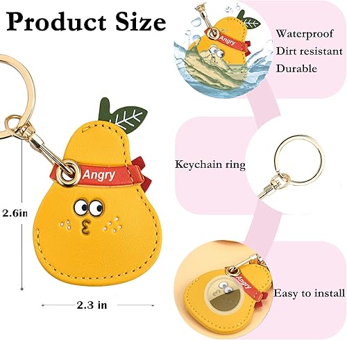 Miniatura 72 de Funda de cuero para llavero para Apple Airtag, funda protectora de AirTag con anillo para llavero, funda antiarañazos para llaves