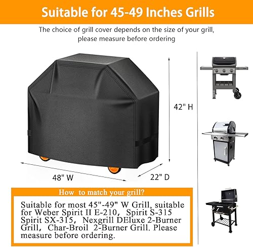 Miniatura 74 de Funda para parrilla de 44 pulgadas, cubierta de parrilla de gas para parrilla al aire libre, cubierta de parrilla Charbroil impermeable, anti-UV