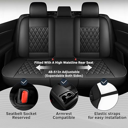 Miniatura 4 de FREESOO Juego completo de fundas de asiento de cuero, Toyota Camry Corolla de 5 asientos para automóviles, ajuste universal para la mayoría de