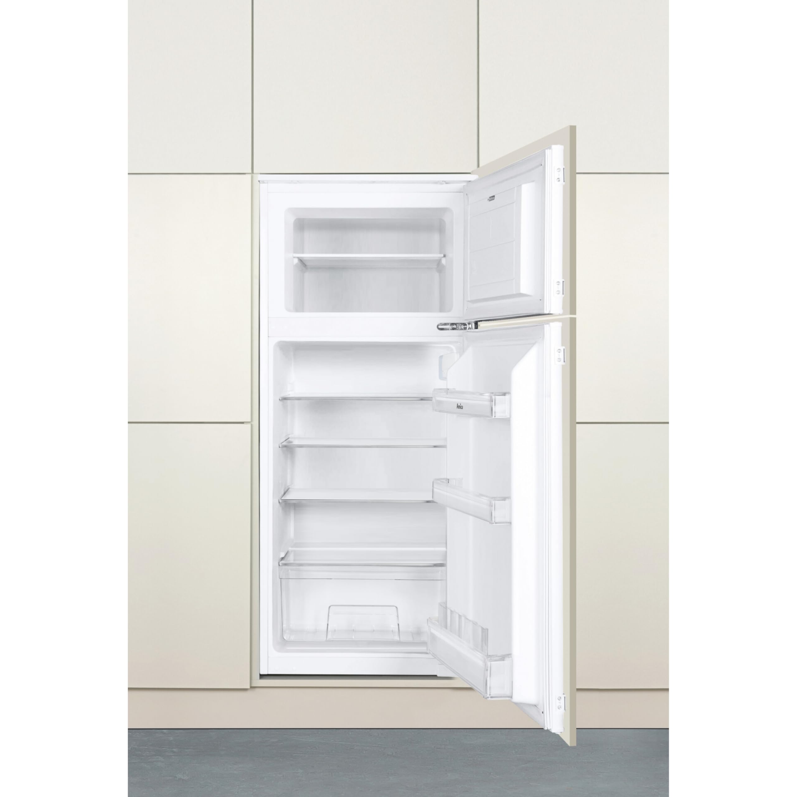 Amica Einbau Kühl Gefrierkombination Doppeltür mit Gefrierfach oben für 122 cm Nische, Schlepptür-Technik, Inverter Kompressor, elektronische Steuerung, Tür-Offen-Alarm