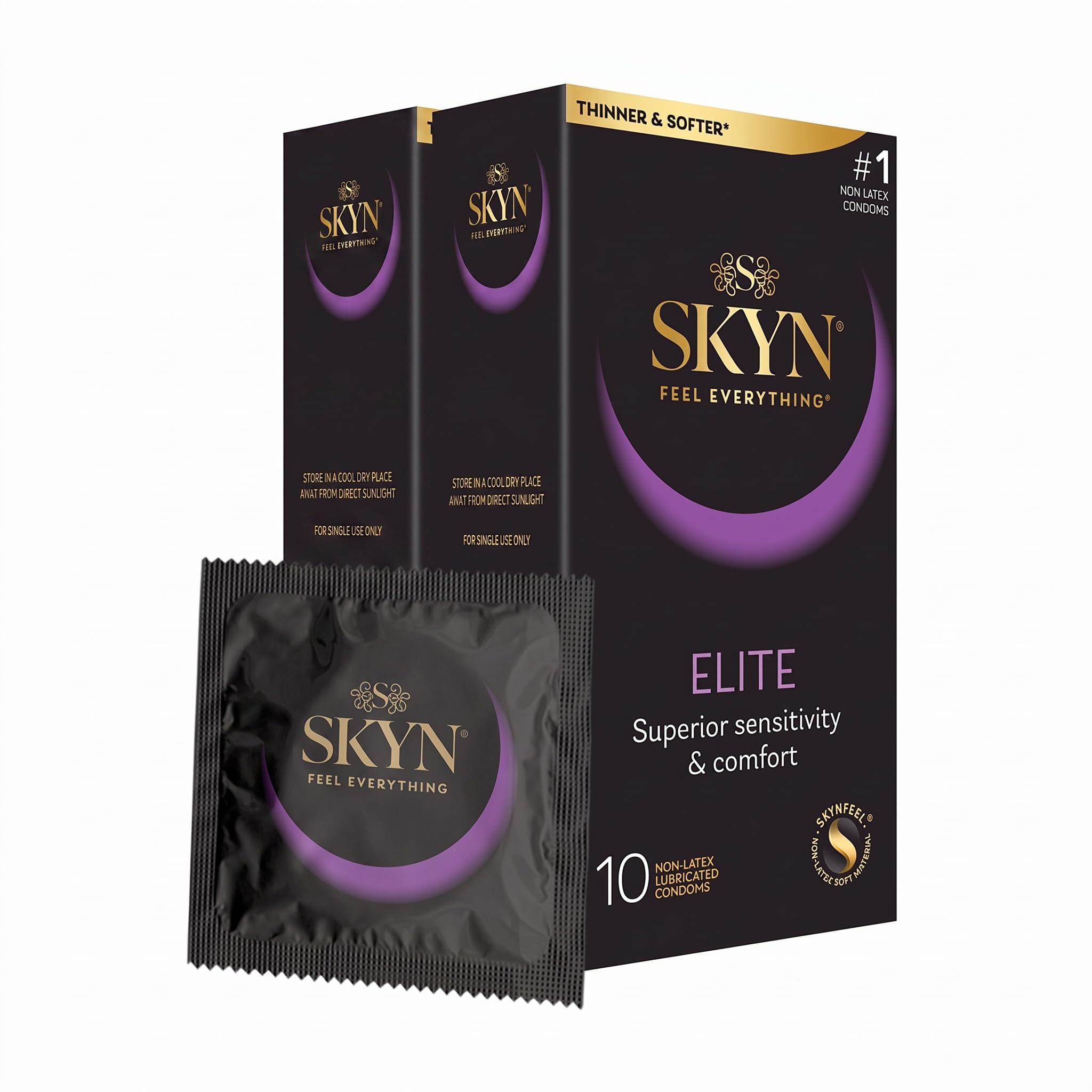 SKYN Elite, 10 Count, Ultra-Thin, Lubricated Latex-Free Condoms​ (Pack of 2)