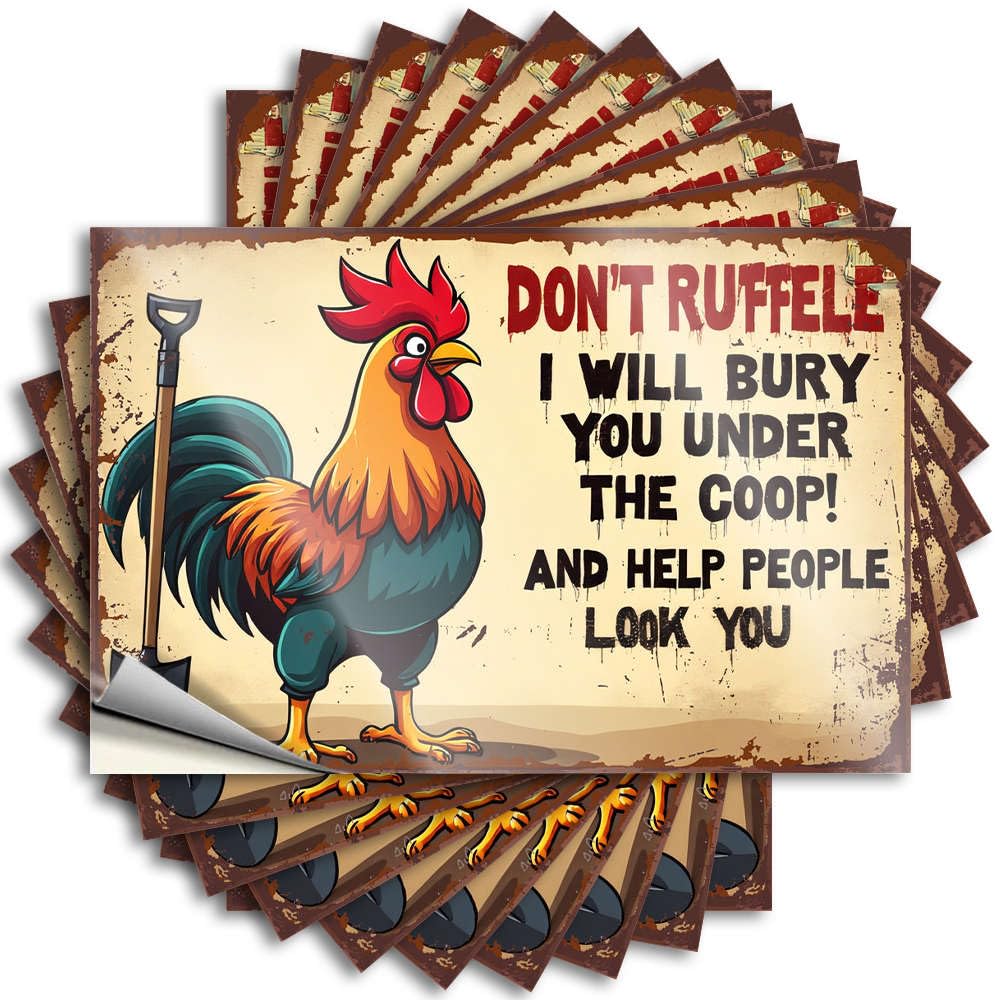 Don't Ruffle, I'll Bury You Under The Coop! The Room Decorations Checkered DIY | Fire Sticker Laptop Removable Vinyl Sticker Decal(8X12CM)
