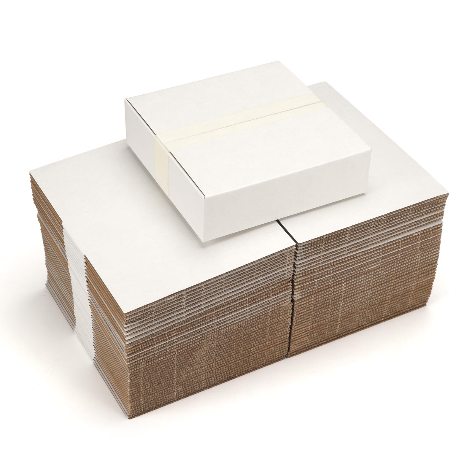 7x7x2 Shipping Boxes Set of 40, 3 Layers White Corrugated Cardboard Small Business Packing Box for Mailing