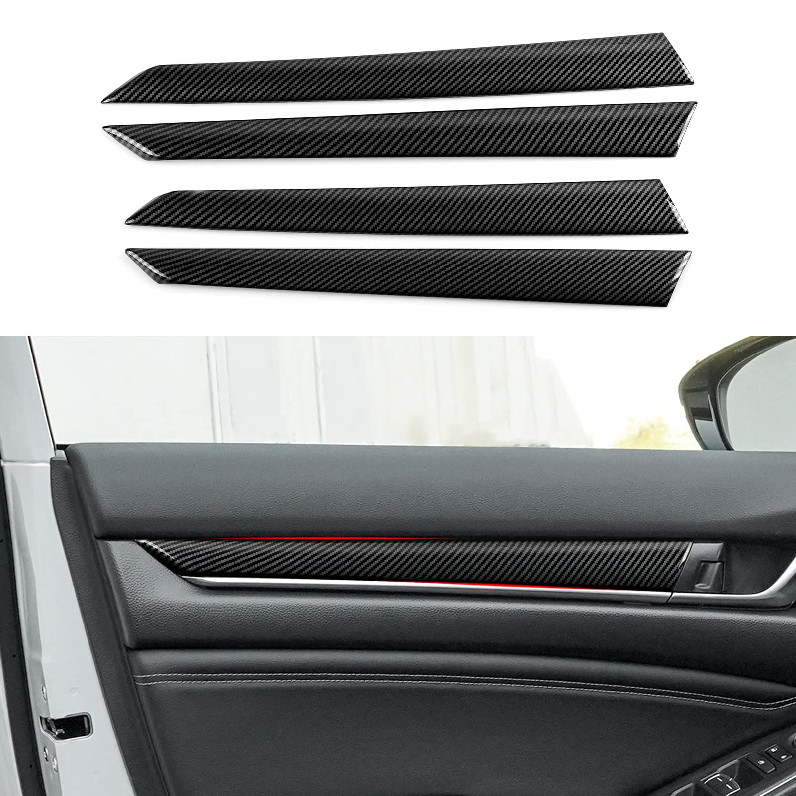 Car Inner Door Panel Decals for 2018-2022 Honda Accord 10th Gen Accessories ABS Carbon Fiber Stickers
