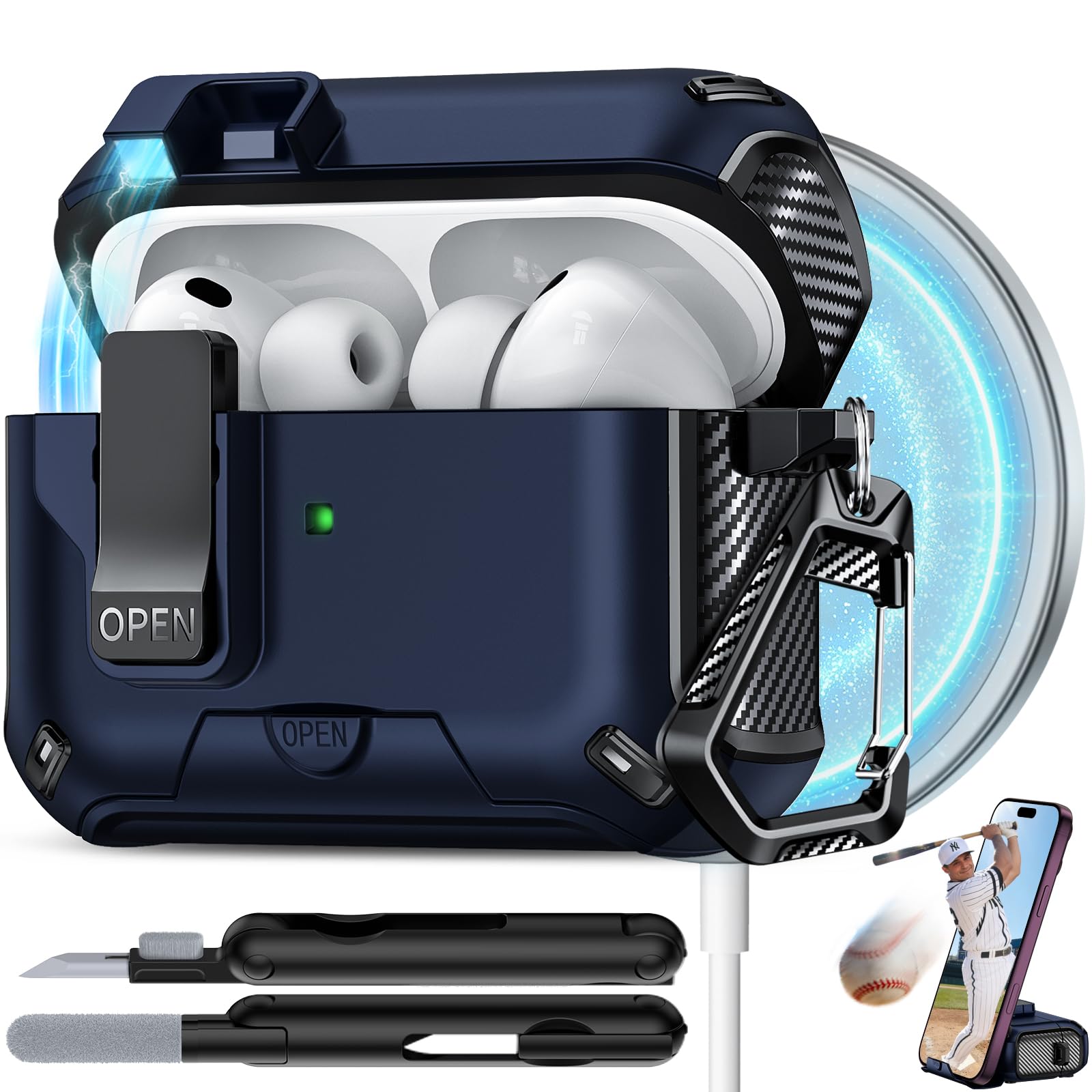 for AirPods Pro 3 Case with Lock (Blue)
