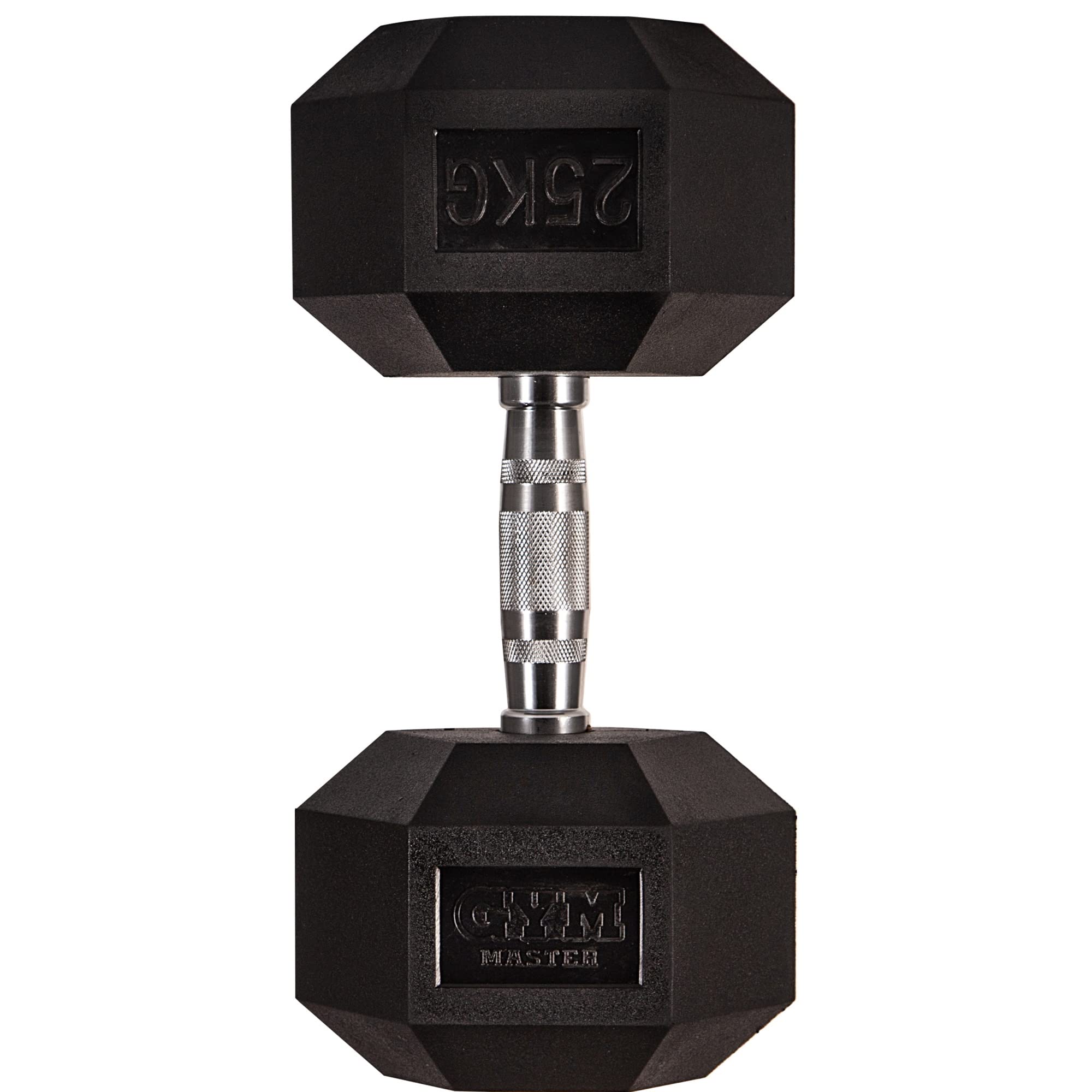 GYM MASTER Hex Dumbbells - Rubber Encased Cast Iron Hand Weights and Optional 3 Tier Rack - Single 25KG โ image 1