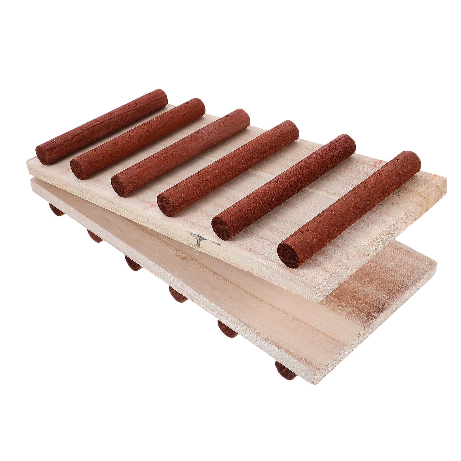 SHINEOFI Échelle en Bois pour Petits Animaux Matériau Naturel et Sûr, pour Cage, Favorisant Exercice et Jeu sans Bavure, Couleur Kaki