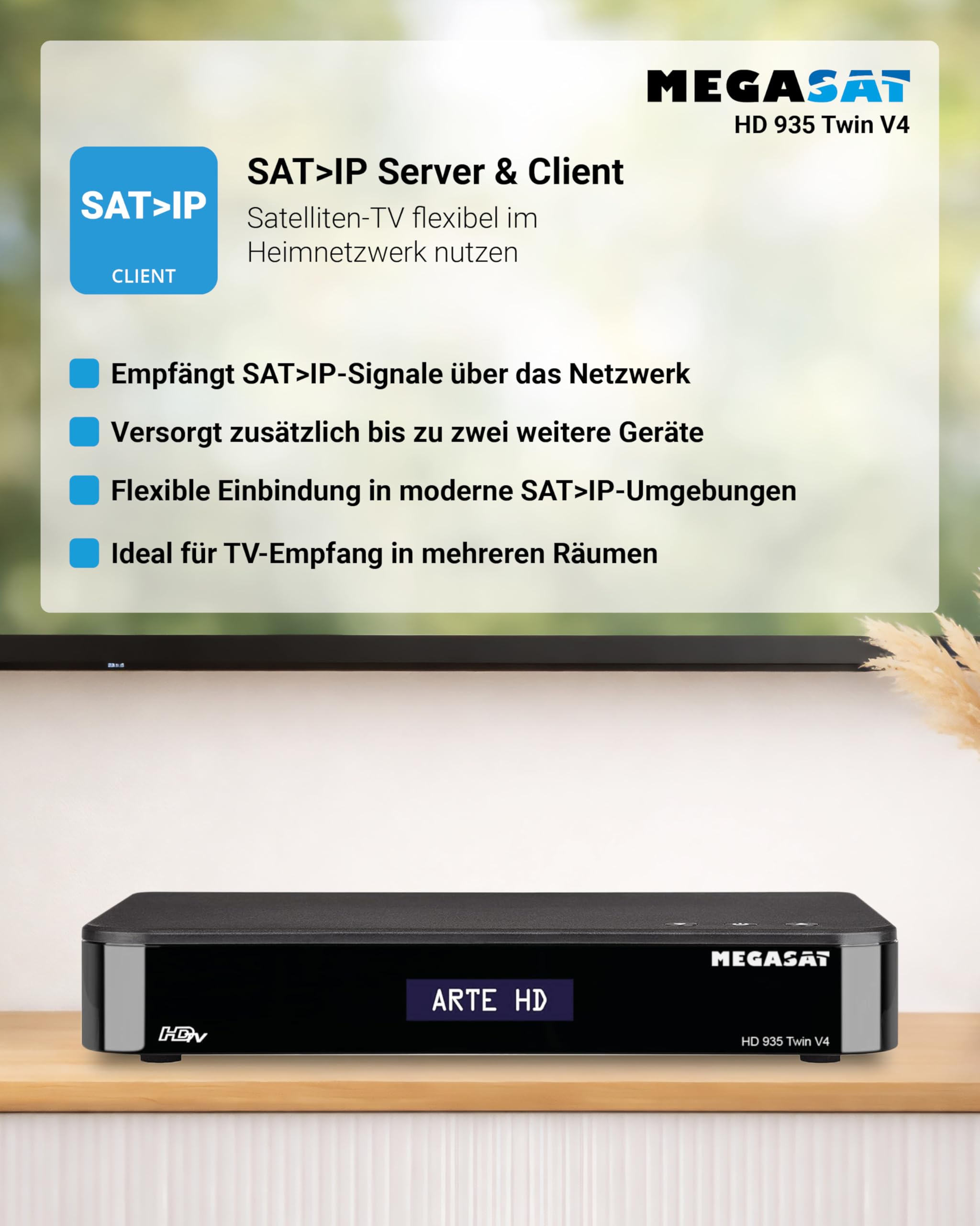 Megasat HD 935 Twin V4 Twin-Sat-Receiver PVR Bluetooth Schwarz 2 Empfänger SAT>IP Client Server