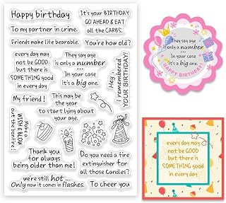 ORIGACH Snarky Birthday Sentiments Clear Silicone Stamps - 20 Funny Phrases for DIY Card Making, Scrapbooking & Crafts, 6.3x4.3 Inch