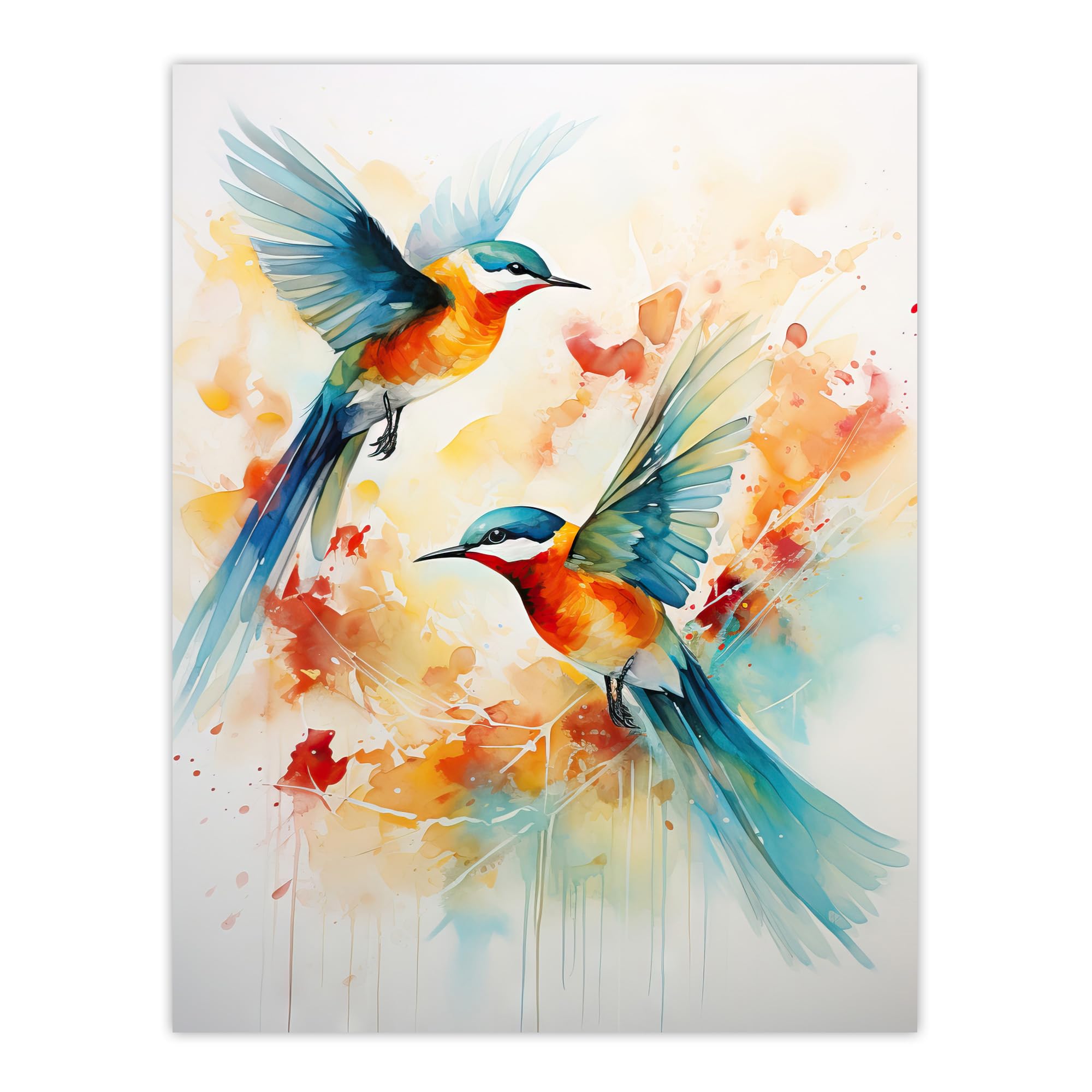 Artery8 Aerial Ballet Watercolour Artwork Bright Bold Birds In Flight Extra Large XL Wall Art Poster Print