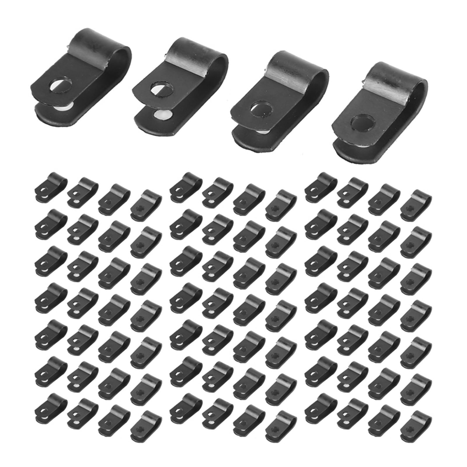 1000 Abrazaderas de Nailon Negro Tipo R for Cables de 1/4 de Pulgada, for Montaje en Interiores y Exteriores, for Luces de Cuerda, Cables eléctricos