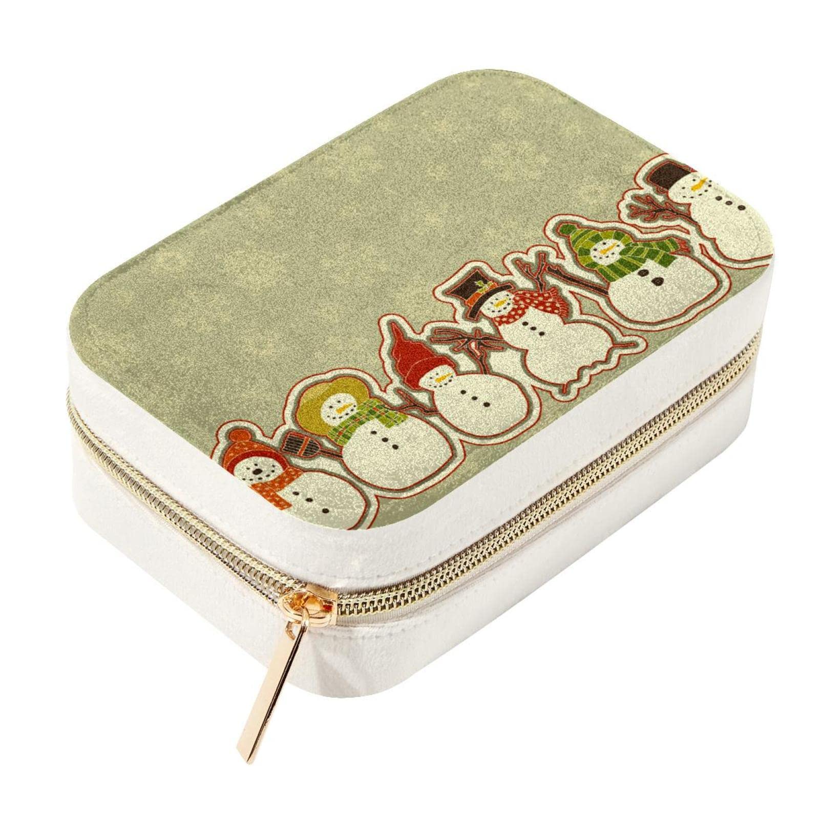 Boîte à bijoux de voyage velours bonhomme de neige Noël pour vos vacances