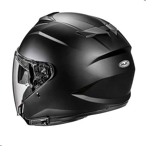 Miniatura 2 de HJC i31 Casco de motocicleta de cara abierta sólida, aprobado por DOT (negro semi plano, XL)