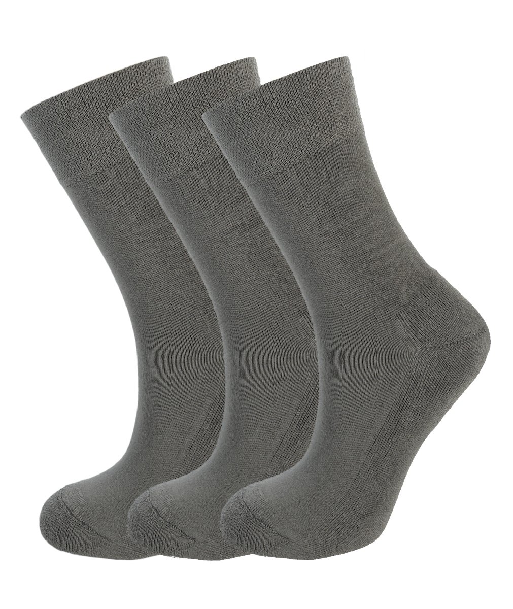 Green Bear Unisex Grey Bamboo Colour Socks 3-5 - Cushioned Sole - Soft & Antibacterial - 3 Pack