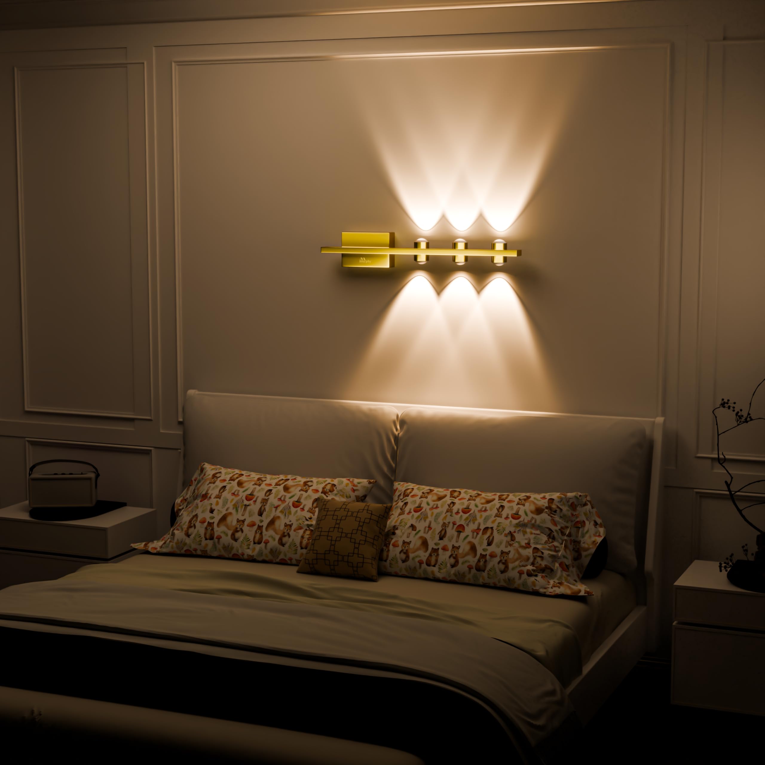 Murphy LED Stylish Up/Down Wall Light – Warm White, Rustproof Aluminum Body (3 Up & 3 Down, Gold Finish) Pack of 1 (with 2 Years Warranty)