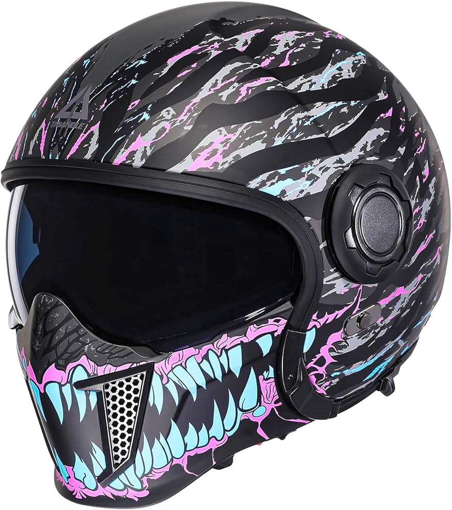 black eddie × THREE FACE Double Riders Amazon.com: TRIANGLE Full Face Motorcycle Helmets,Off-Road
