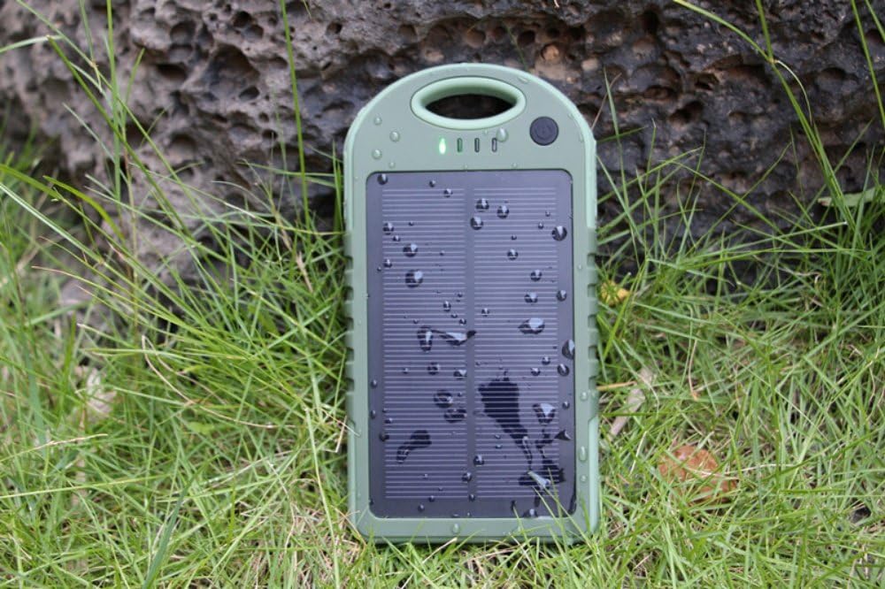 Portable Eco-Friendly Solar Charger by E*Star Goods 12000 mAh Solar Power Bank w/Hidden Dual USB/Micro Charging Ports, fit for Charging Multiple Devices (Army Green)