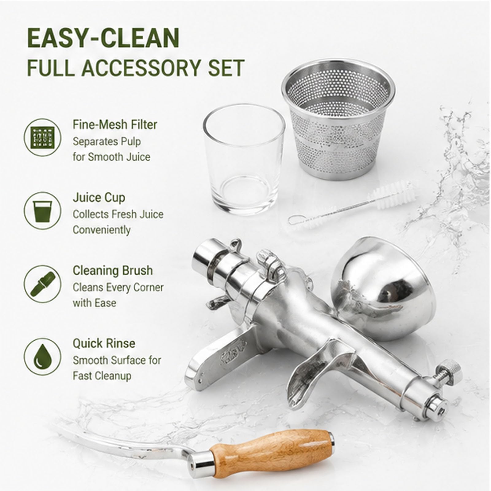 Spremiagrumi Manuale per Erba di Grano, Acciaio Inossidabile 304 | Estrattore portatile di erba di grano manivella, mano manivella succo presse, per frutta, verdura, arancia, cavolo, sedano