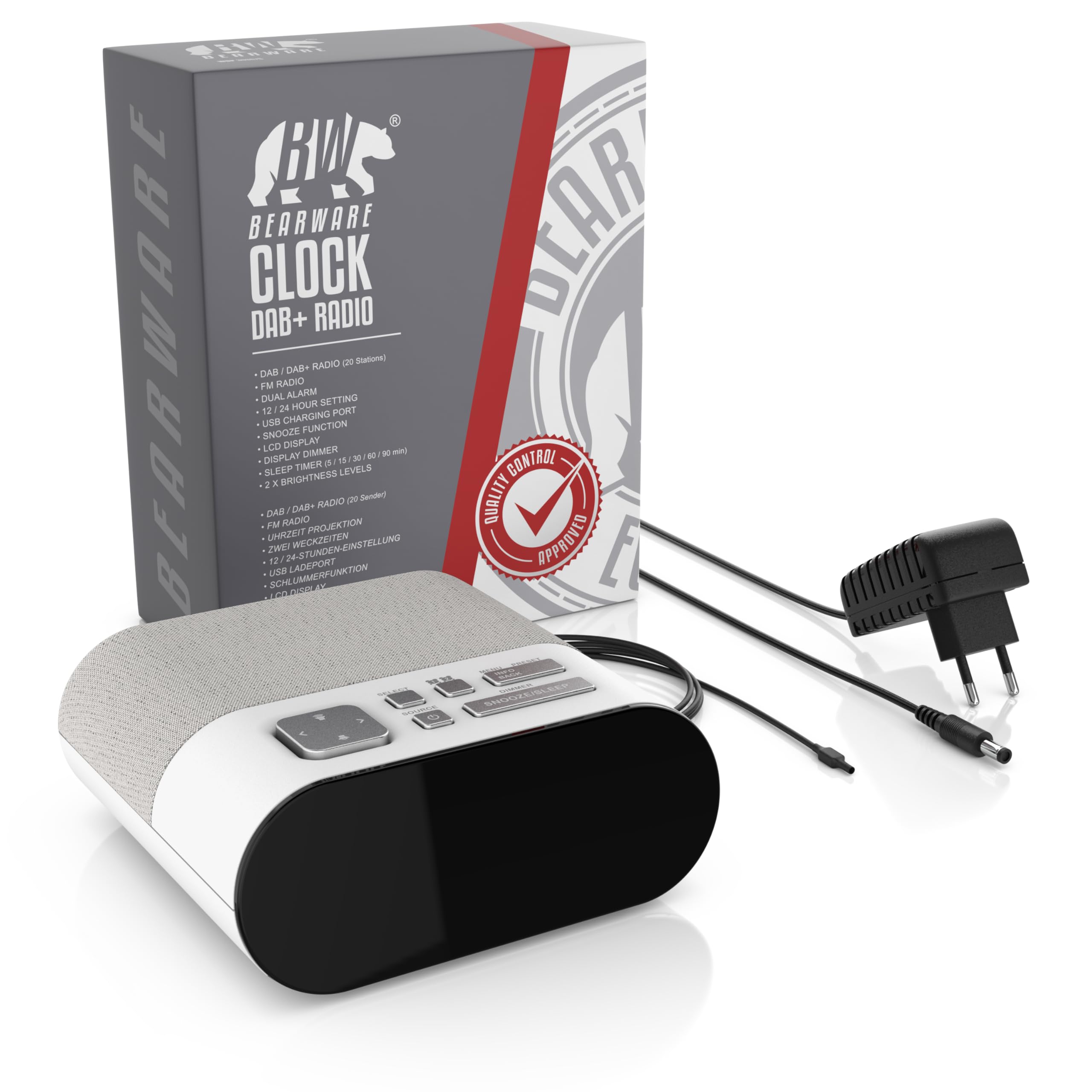 CSL - DAB Plus Radio digital - Radiowecker DAB+ FM UKW - je 20 Speicherplätzen – 16 Lautstärkestufen – Wecker – große Ziffern – Snooze – Abschalttimer – inkl. Netzteil