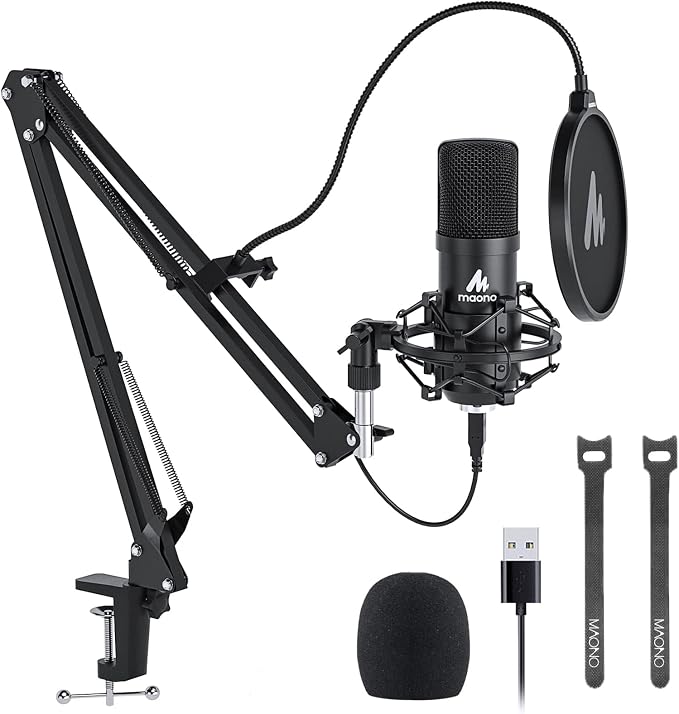 Kit Microfone USB e Braço articulado Maono AU-A04