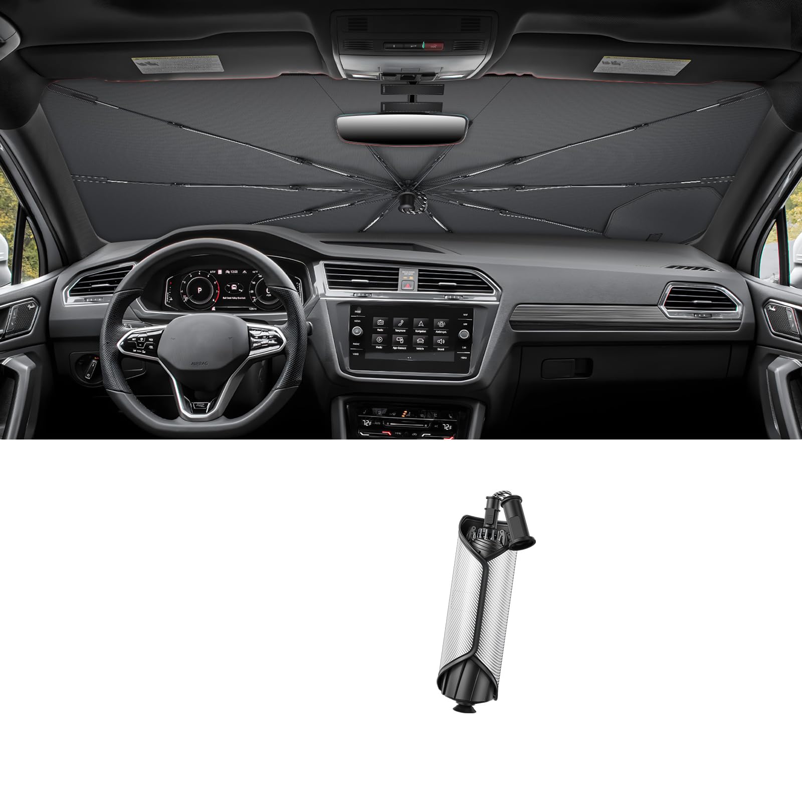 LUWU Upgrade osłona przeciwsłoneczna na przednią szybę samochodu, kompatybilna z VW Tiguan 3 2024 2025 2026, składana osłona przeciwsłoneczna, termoizolacyjna akcesoria do Tiguan 3