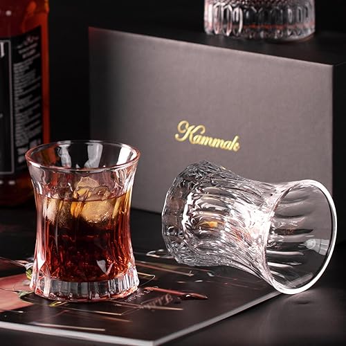Miniatura 3 de KAMMAK Juego de 2 vasos de whisky de 7.75 onzas, vasos de estilo antiguo para whisky, cócteles, ron, vasos de chupito, vodka en bar y regalos de