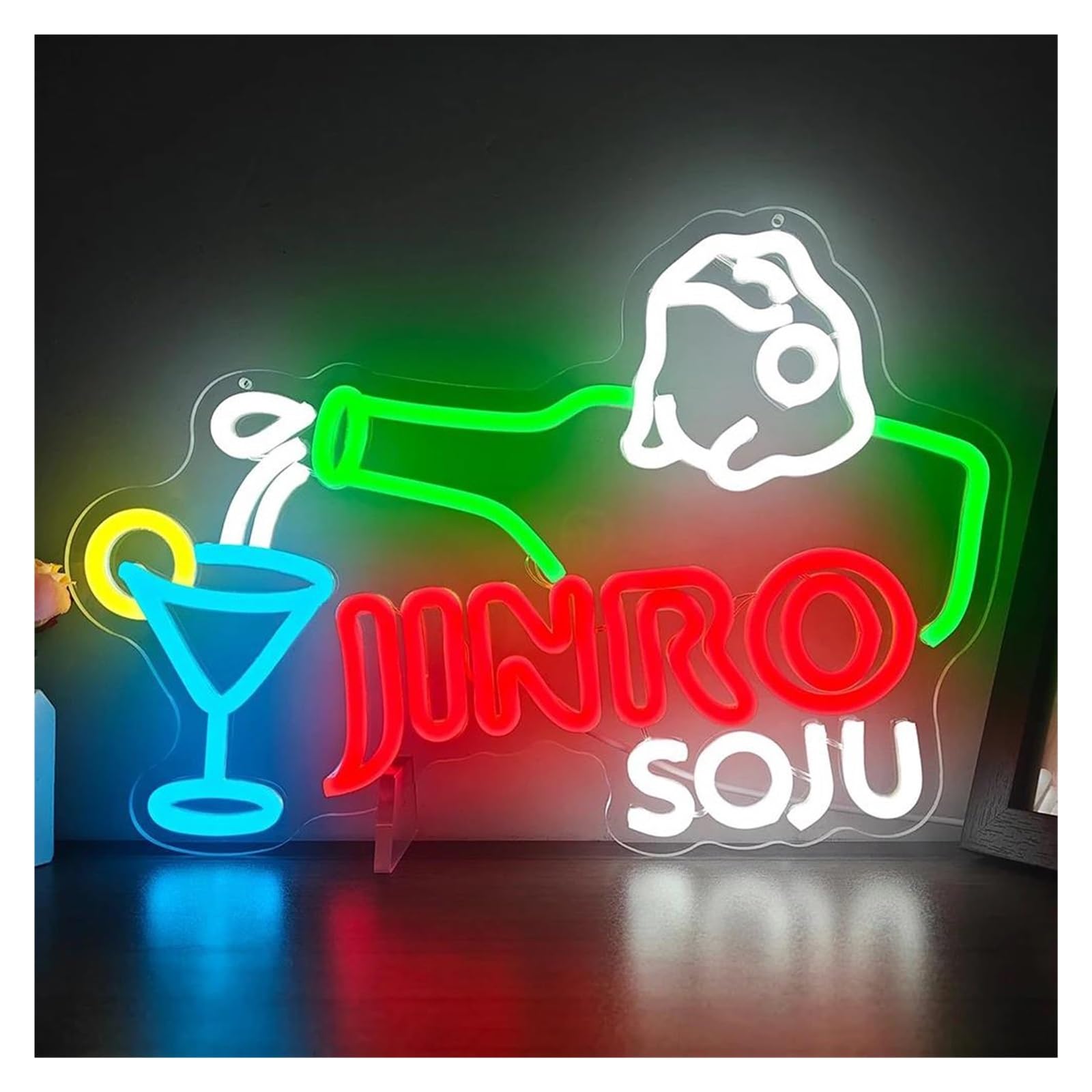 LEMST Signs Lamp Soju Neon Sign USB Powered Adjustable Brightness Soju Bottle Neon Lights Suitable for Party Club Wall Decor Business Neon Lights(A,30cmx40cm)