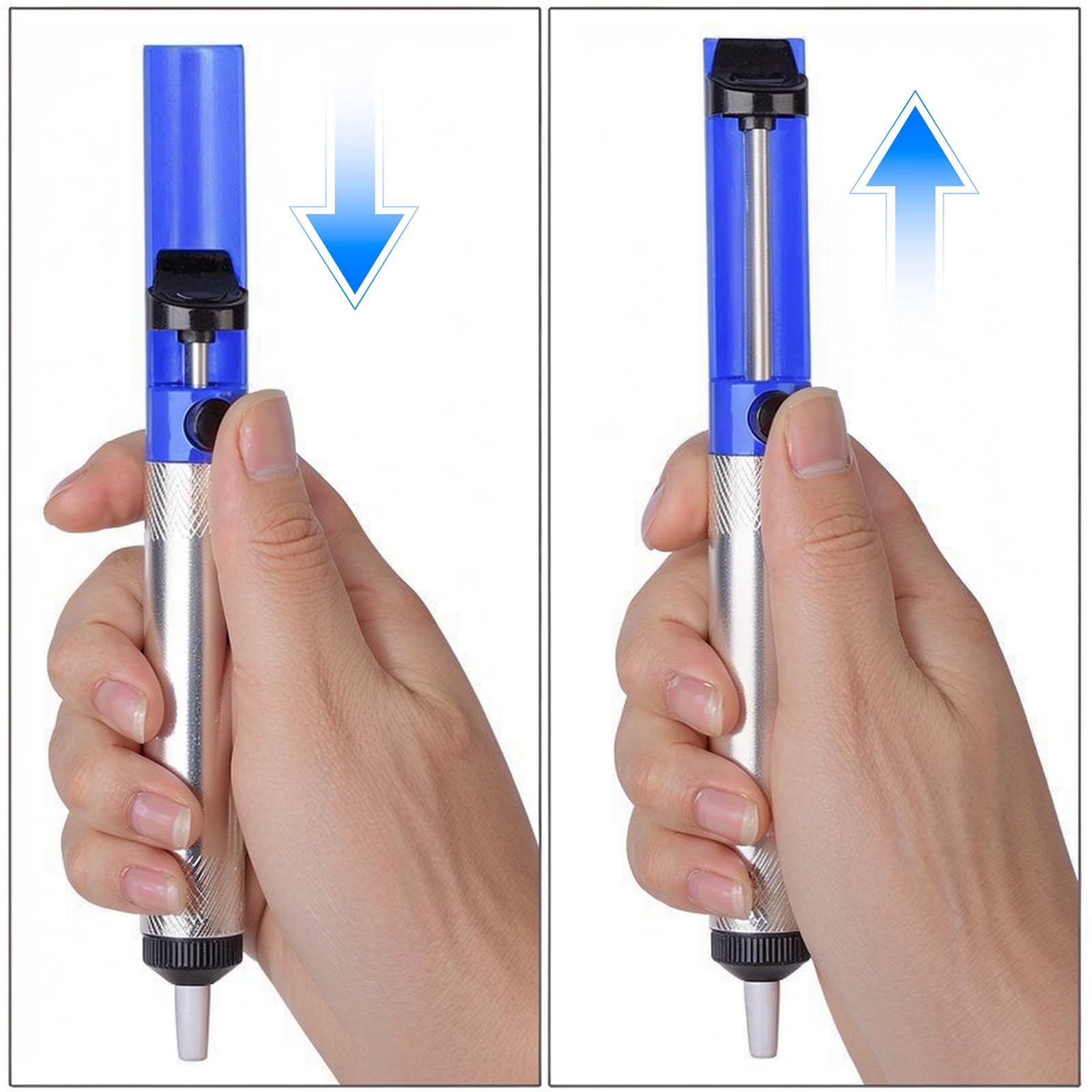 Pompa Dissaldante Alta Suzione, Solder Sucker Professionale Penna Dissaldante, Pompe Dissaldanti in Metallo in Alluminio per Laboratorio/Scuola/Servizio/Casa/Industria (Blu)