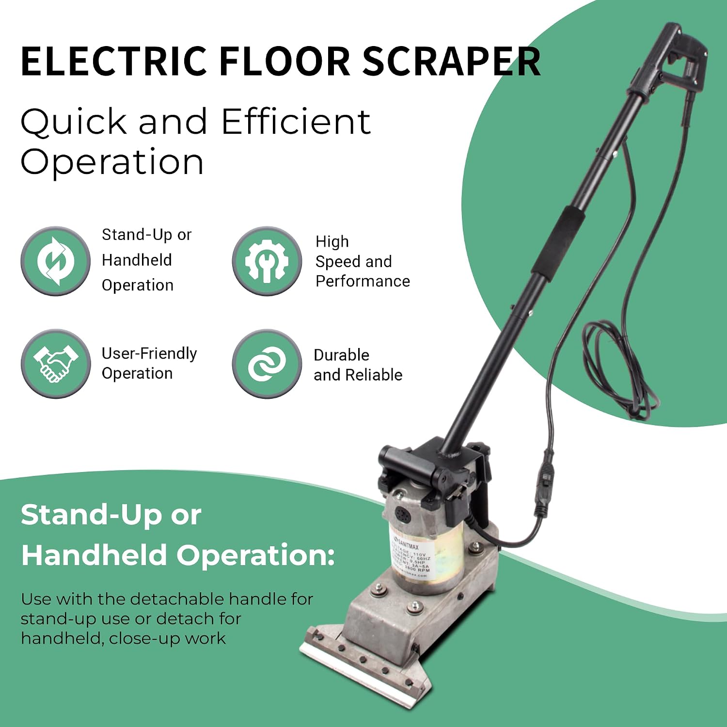 Electric Floor Scraper Machine, 3800 RPM, Vinyl, Carpet, Rubber Floor Remover
