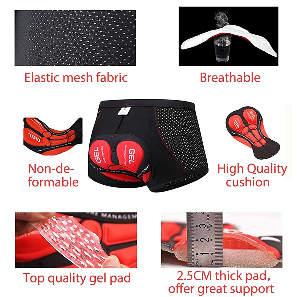 PROBEROS Cotton Cycling Shorts For Men & Women With 3D Gel Padded, Sillicone And Foam Padded Underwear For Cycling, Anti-Slip Leg Grips And Sweat Resistant Bike Shorts(M), Black 1