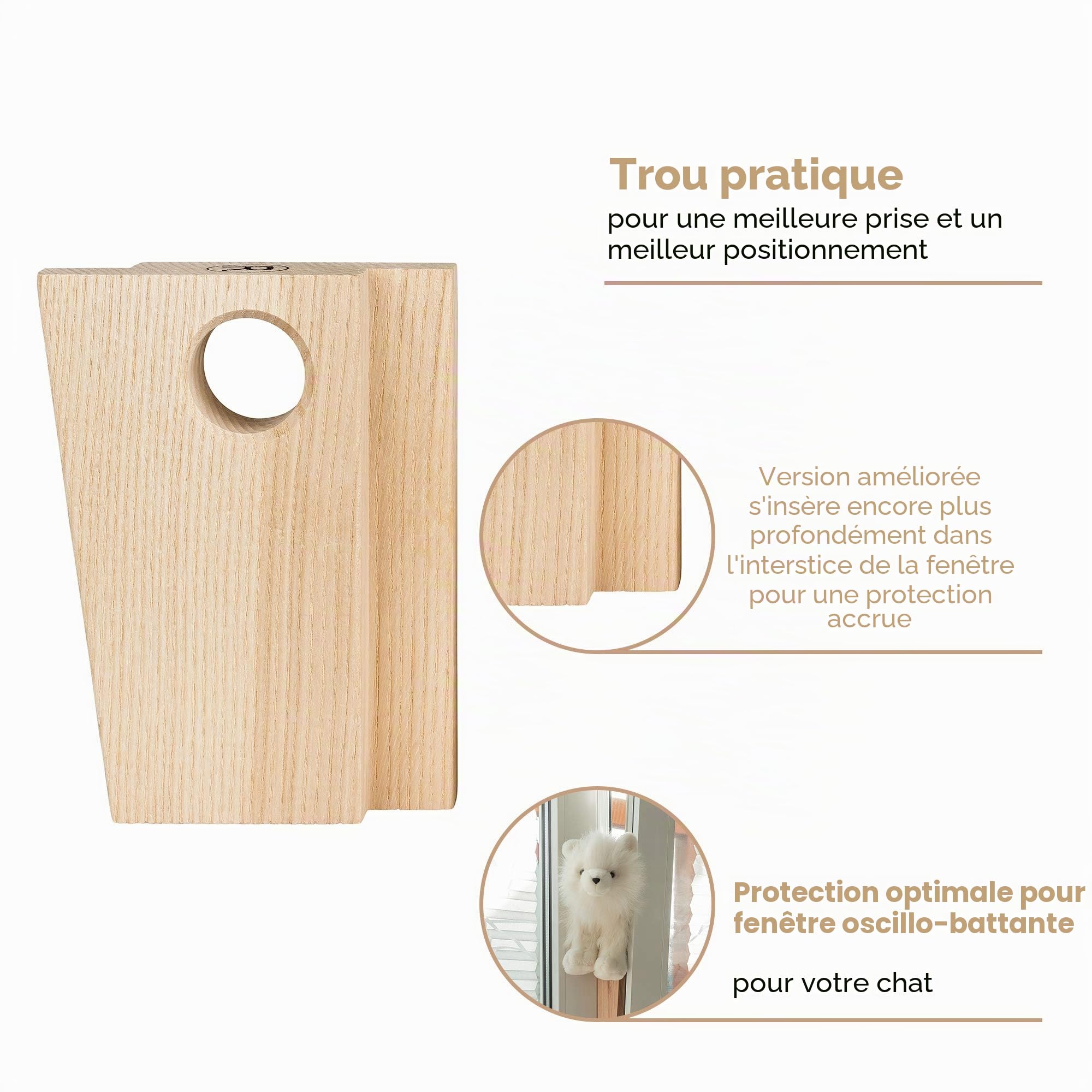 Lot de 2 protections de fenêtre basculante pour chat - Protection contre les chutes sans perçage - Empêche le glissement dans la fente de la fenêtre (gauche et droite, 2 pièces)