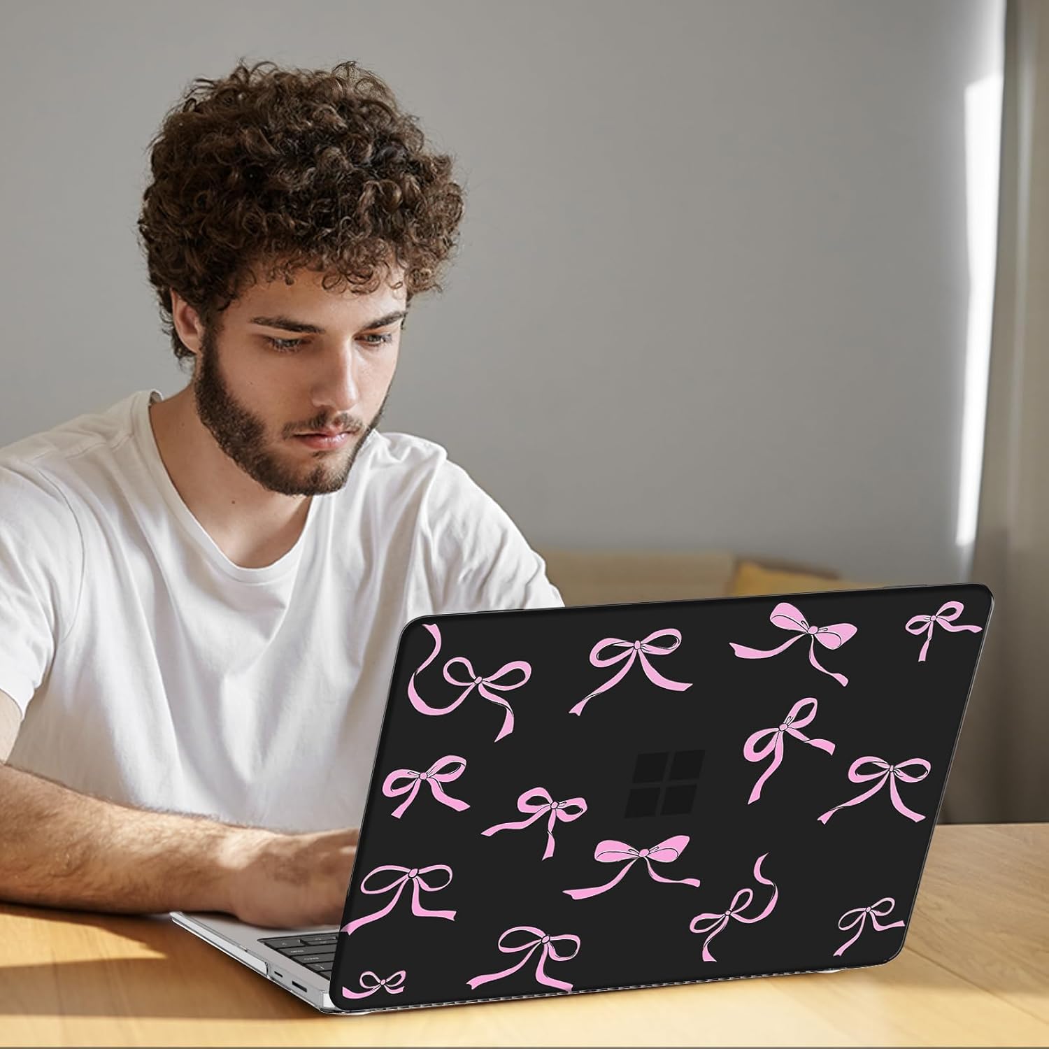 B BELK Case for Microsoft Surface Laptop 15 inch Touchscreen Copilot+PC 2024 (7th Edition) Model: 2037, Plastic Hard Shell Case+Keyboard Cover+Screen Protector for 15'' Microsoft Surface, Pink Bowknot