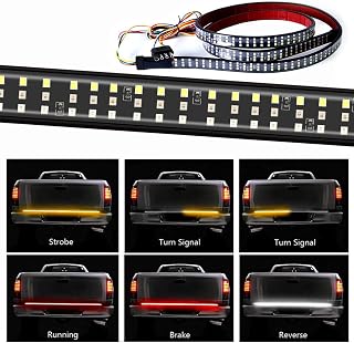 432LEDS Triple Row Tailgate Light Bar, 60 Inch Tail Strip Light Bar for Trucks Pickup Trailer SUV RV VAN, with 4-Way Flat Connector Wire - Red Brake White Reverse Amber Turn Signal Strobe Light
