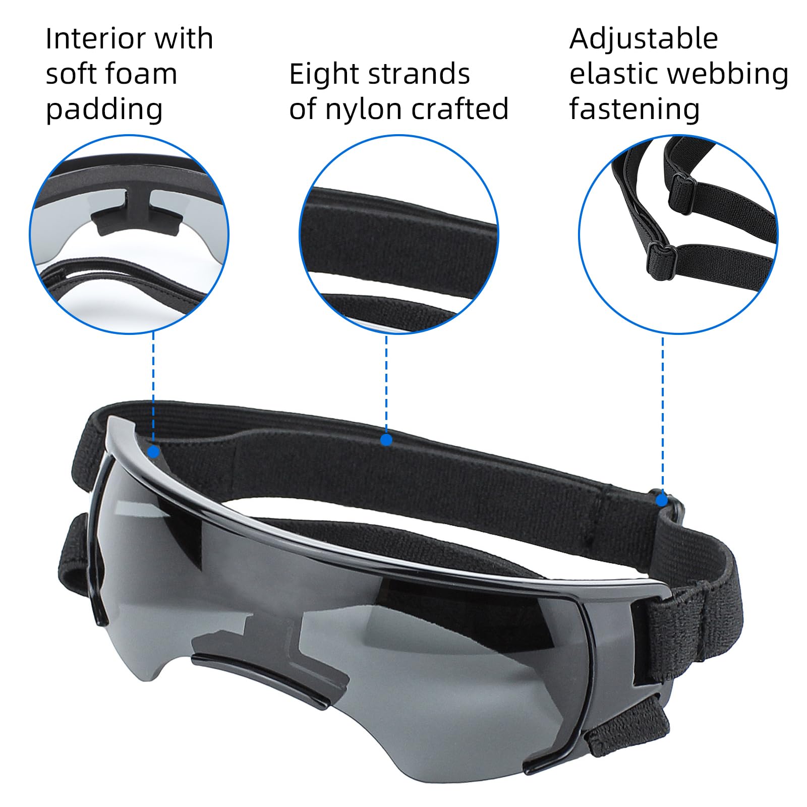 Sommer Schneebrille, Sonnenbrille für Kleine Hunde, Augenschutz Brille Windschutzbrille,UV-Schutz Hunde Sonnenbrillen,Beschlagfrei,für Motorrad Hundefahrradkorb Cabrio (Schwarz)